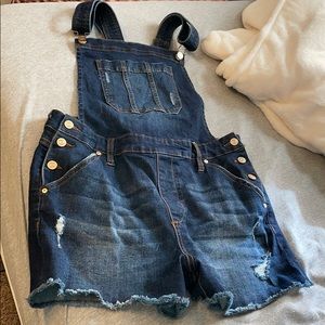 short denim overalls